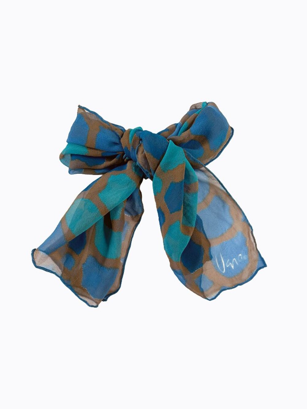 Vintage Vera Neumann Chiffon Scarf Blue Brown Abstract MCM Signed Art to Wear - Picture 2 of 5